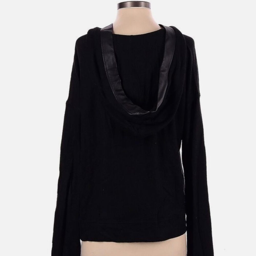 The Kooples Sport size 2 lace up front hooded sweater long sleeve black - Picture 3 of 8